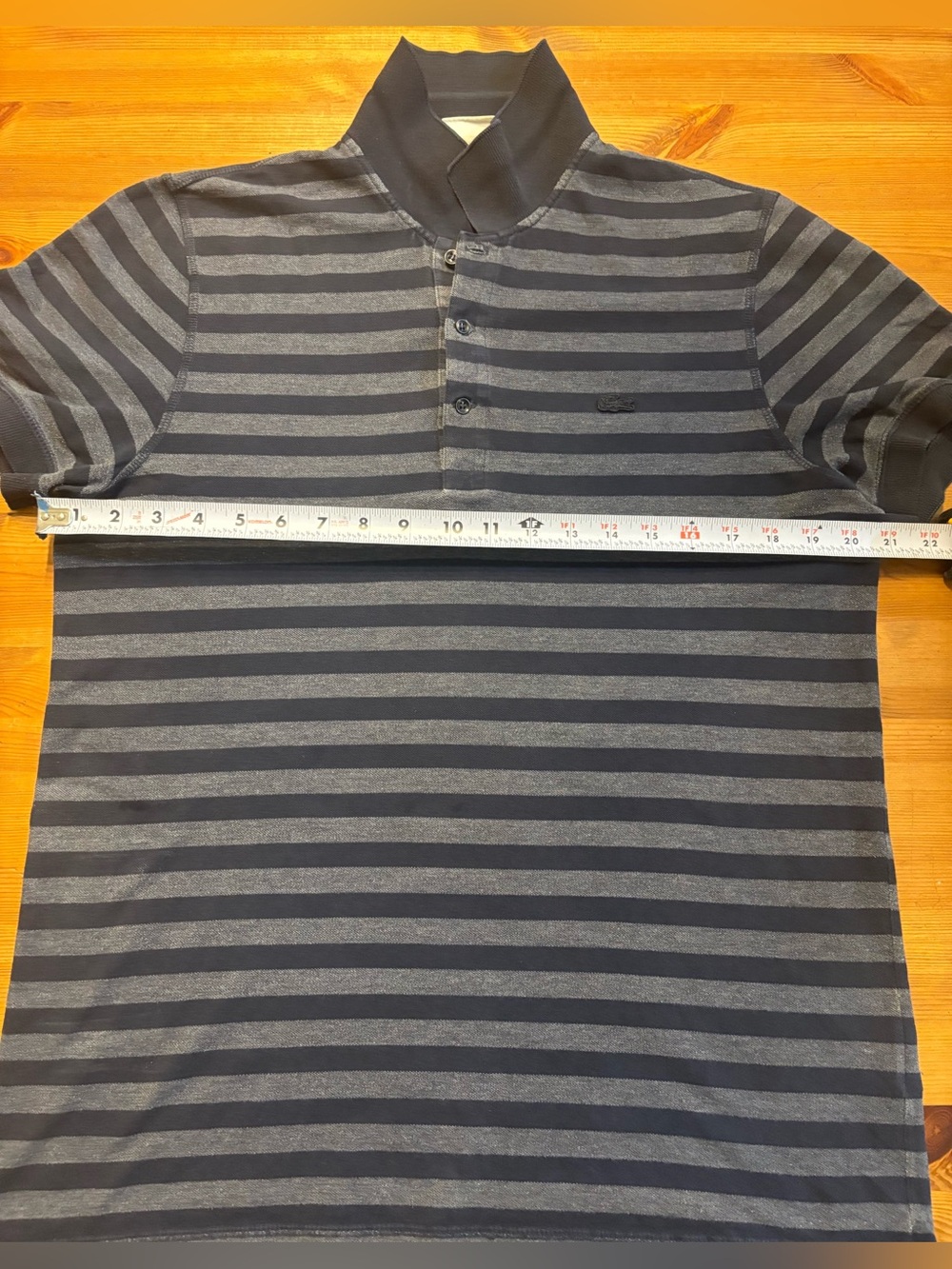 Lacoste Men’s Size 5 Slim Fit Striped Polo Shirt Gray Black Short Sleeve